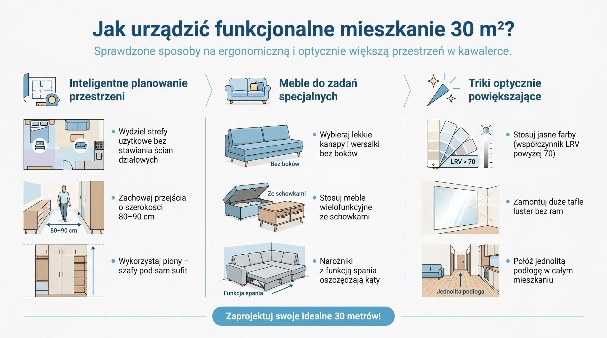 Jak urządzić funkcjonalne mieszkanie 30 m2?