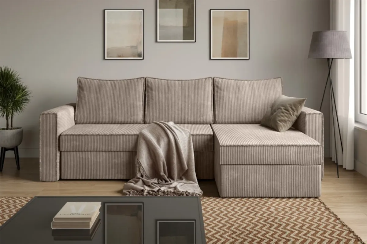 Do jakiego wnętrza pasuje narożnik ze sztruksu? Inspiracje do modnych aranżacji salonu
