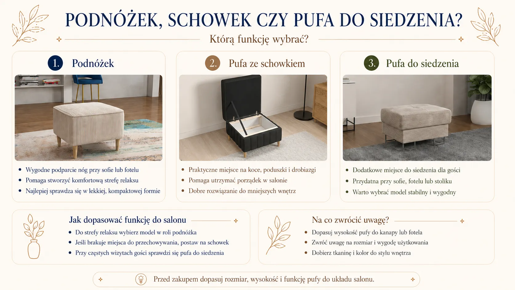 Podnóżek, schowek czy pufa do siedzenia? Którą funkcję wybrać?
