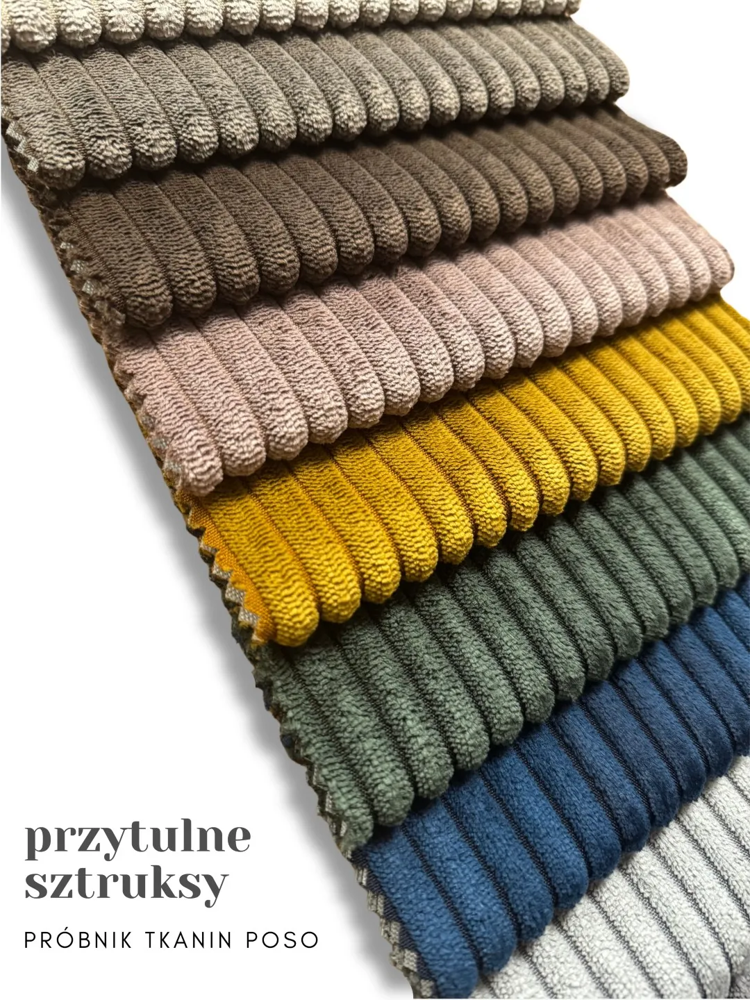 Próbnik tkanin sztruks Poso – zestaw próbek