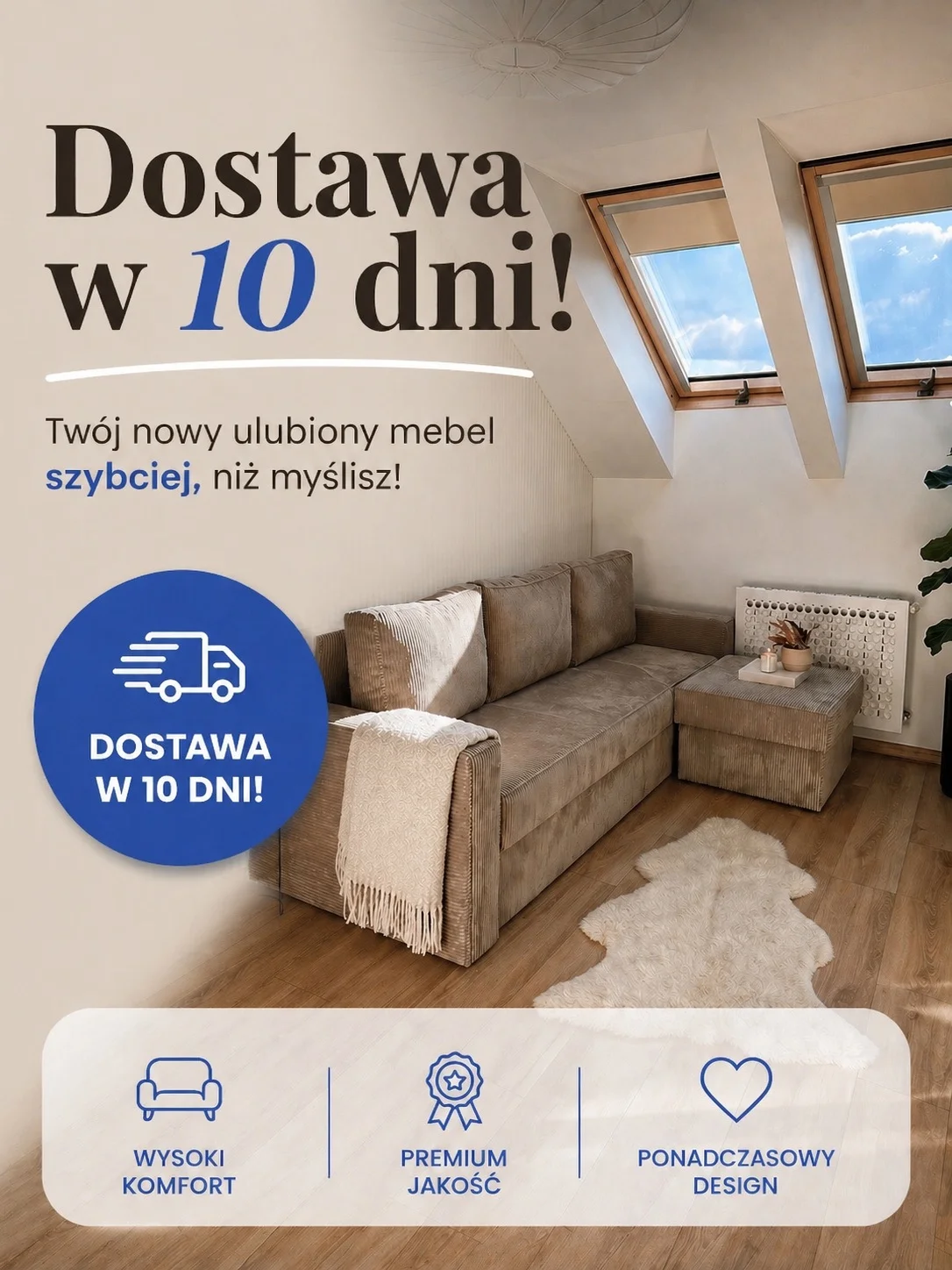 Meble tapicerowane z szybką dostawą w 10 dni u producenta Sarnowscy Meble