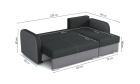 Narożnik Tores sofa rozkładana z funkcją spania w wytrzymałej tkaninie Inari