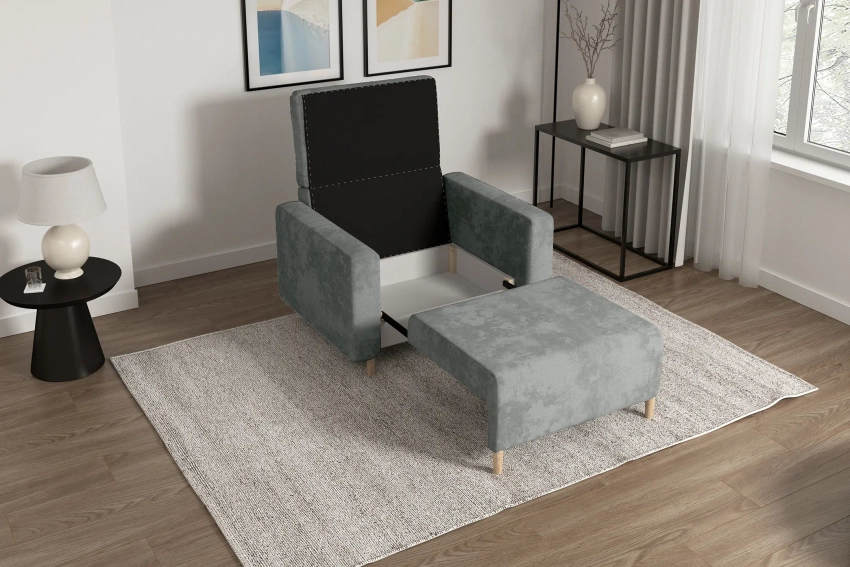 Sofa amerykanka 1-osobowa szara rozkładana do spania Luna 1 Monolith