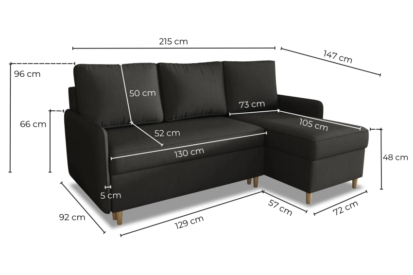 Narożnik Milano sofa rozkładana z funkcją spania w tkaninie welurowej