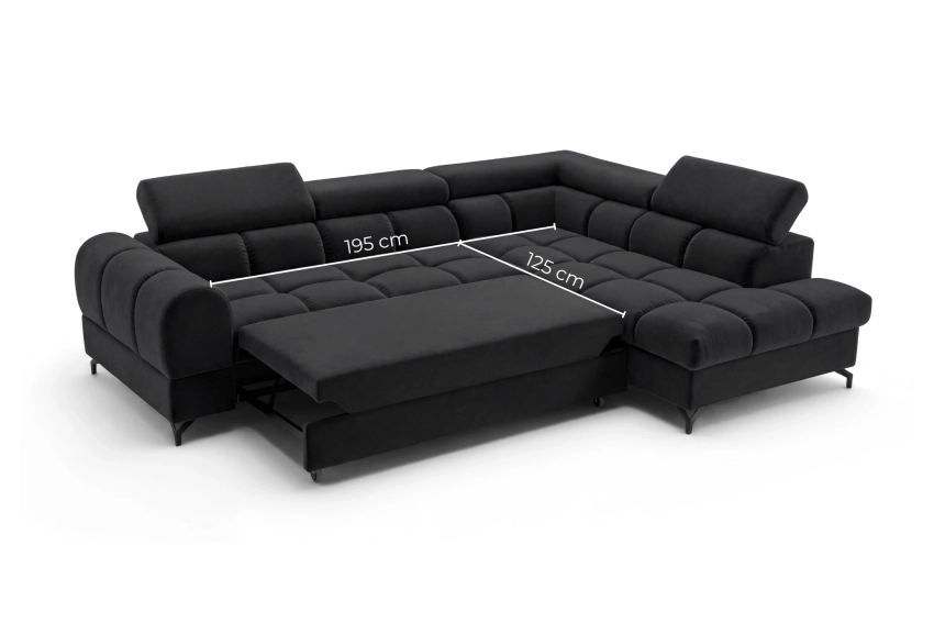 Narożnik rozkładany do salonu Veno prawy ciemnoszary Monolith