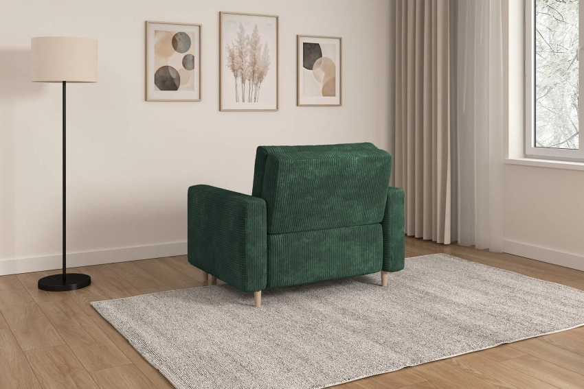 Zielona sofa amerykanka 1-osobowa rozkładana do spania Luna 1 Poso