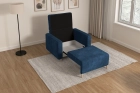 Granatowa sofa amerykanka 1-osobowa rozkładana z pojemnikiem Luna 1 Poso