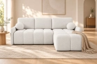 Narożnik bouclé Cloud z funkcją spania w szarej bieli boucle Lambi 09