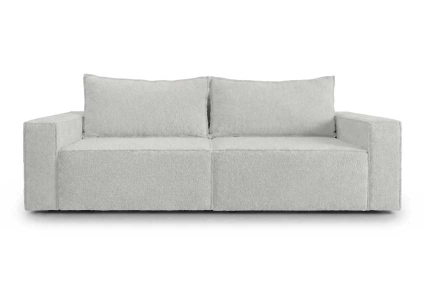 Sofa 3-osobowa szara biel do salonu z funkcją spania Como boucle Lambi