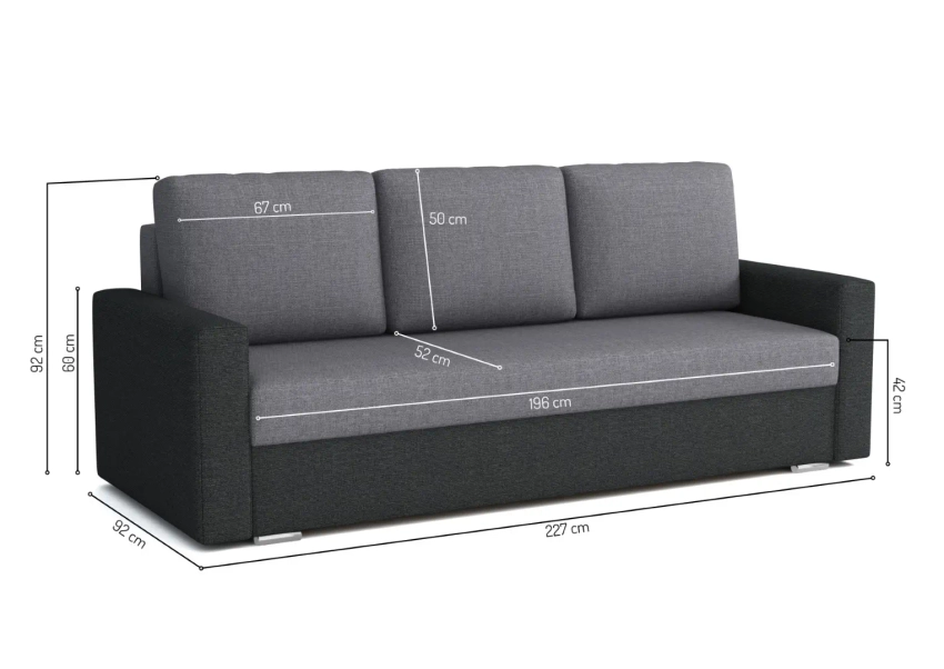 Kanapa Gabryś sofa z funkcją spania w tkaninie plecionka i welurze