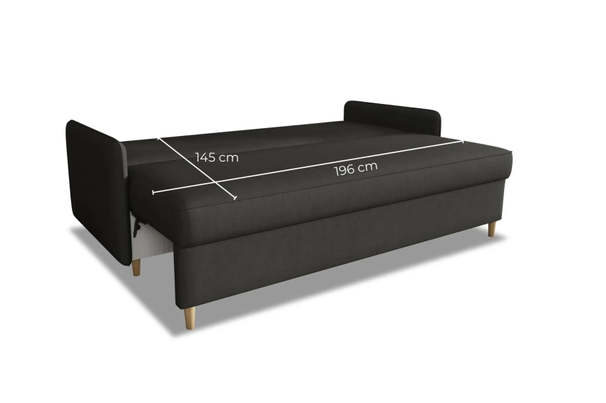 Kanapa Milano sofa rozkładana z funkcją spania w delikatnej tkaninie welurowej
