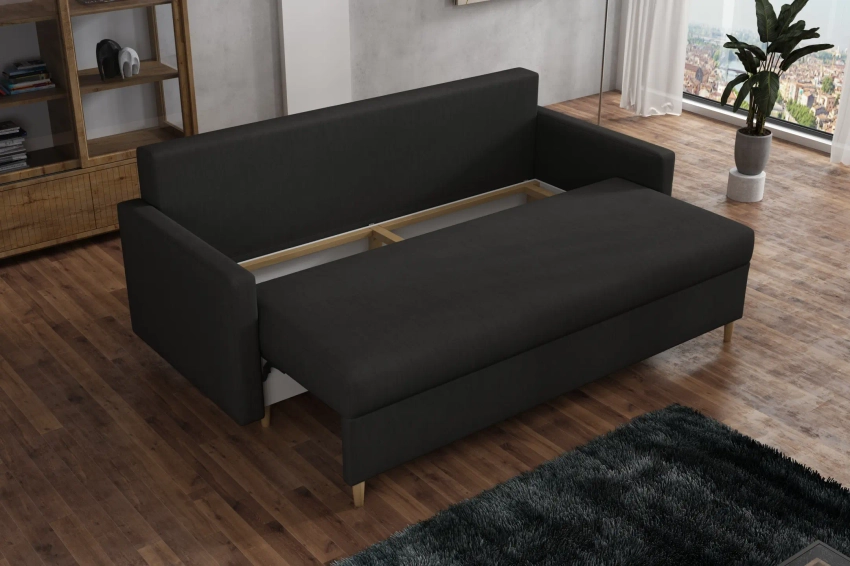 Kanapa Skandynawska minimalistyczna sofa rozkładana z funkcją spania w tkaninie welurowej