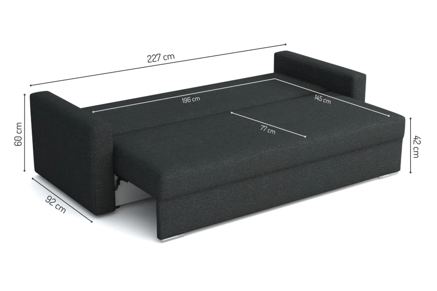 Kanapa Royal rozkładana sofa z funkcją spania w wytrzymałej tkaninie Inari