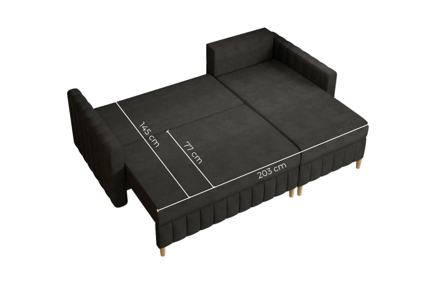 Narożnik rozkładany do salonu Malmo granatowy welur Kronos