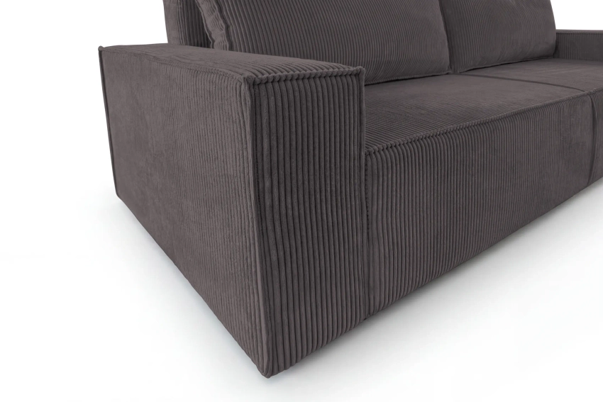 Sofa sztruksowa z funkcją spania szara kanapa rodzinna do salonu Como Poso