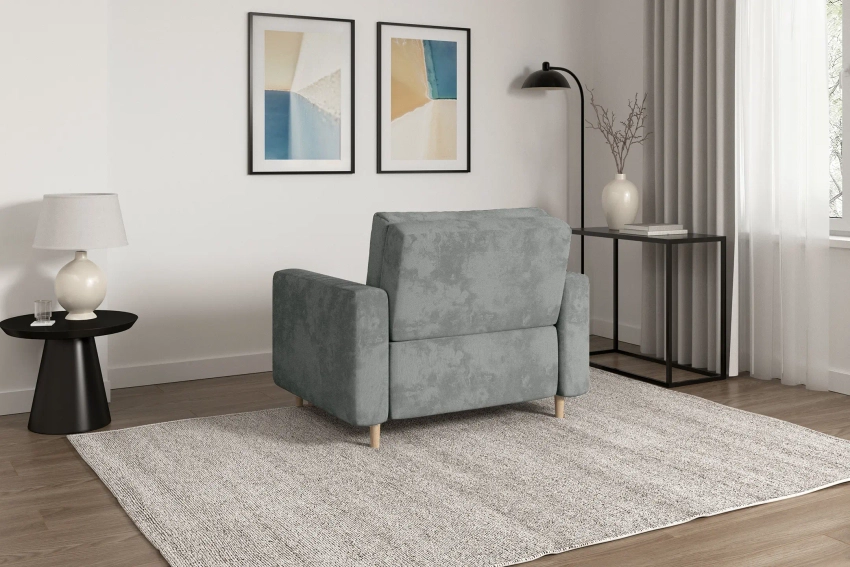 Sofa amerykanka 1-osobowa szara rozkładana do spania Luna 1 Monolith