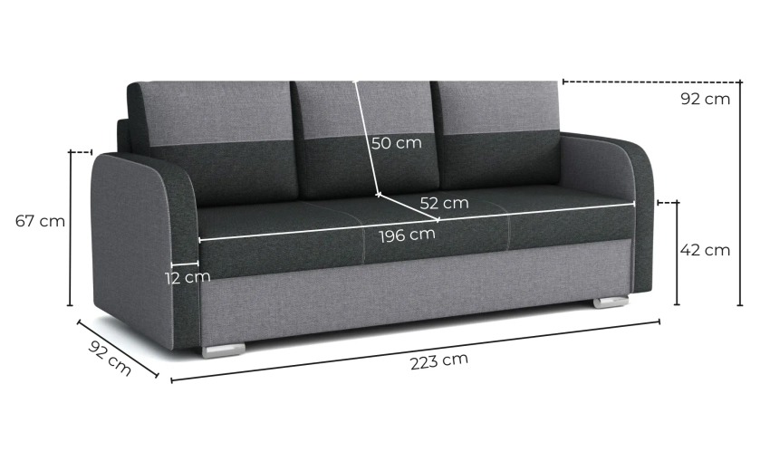 Kanapa Tores sofa rozkładana do spania w wytrzymałej plecionce i welurze