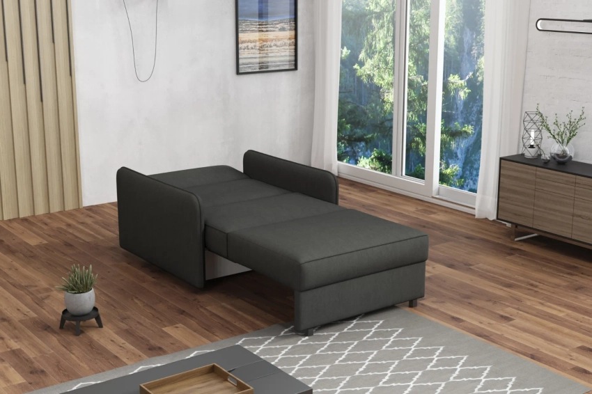 Jednoosobowa sofa amerykanka Alex 1 w ciemnoszarym welurze Kronos