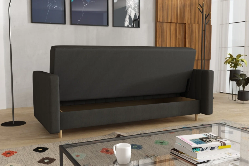 Wersalka Gabi trzyosobowa sofa z funkcją spania w delikatnej tkaninie welurowej