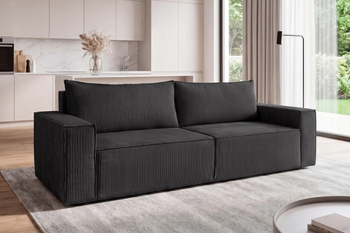 Kanapa rozkładana ciemnoszara do salonu sofa z pojemnikiem Como Poso