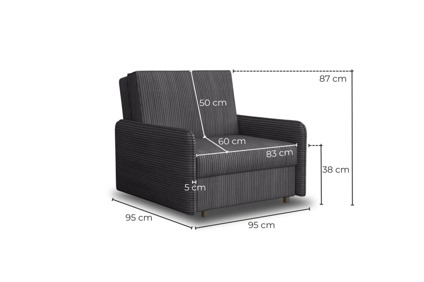 Amerykanka rozkładana Alex 1 jednoosobowa butelkowa zieleń sztruks Poso