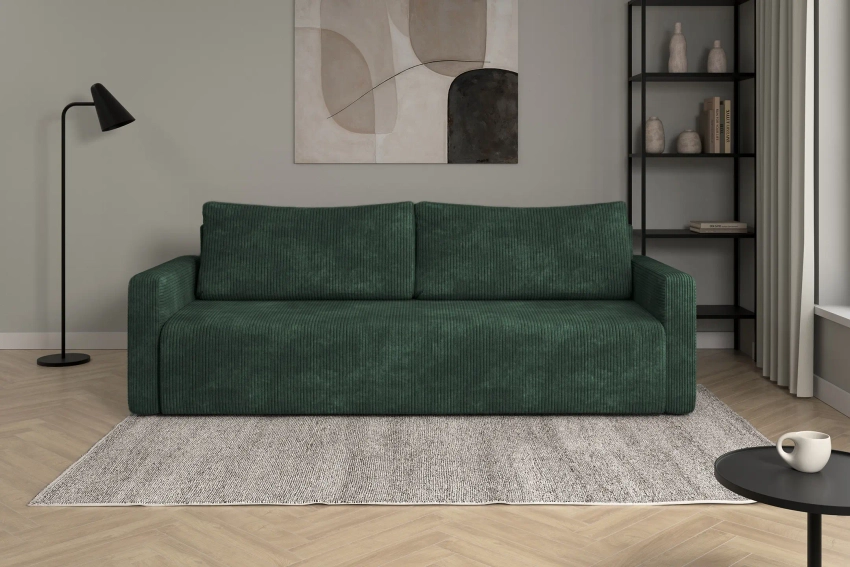 Kanapa sofa 3-osobowa z funkcją spania Bergamo butelkowa zieleń Poso