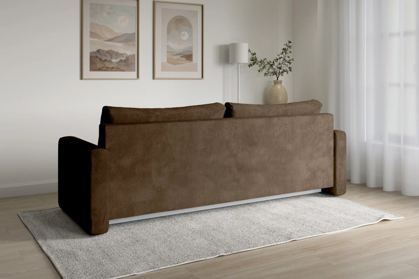 Brązowa rozkładana kanapa sofa do salonu Bergamo welur Monolith