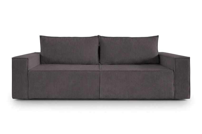Sofa sztruksowa z funkcją spania szara kanapa rodzinna do salonu Como Poso