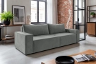 Szara sofa welurowa do salonu z funkcją spania premium Como Monolith