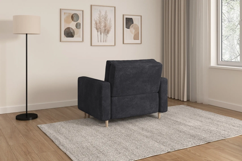 Ciemnoszara sofa amerykanka 1-osobowa rozkładana do spania Luna 1 Poso