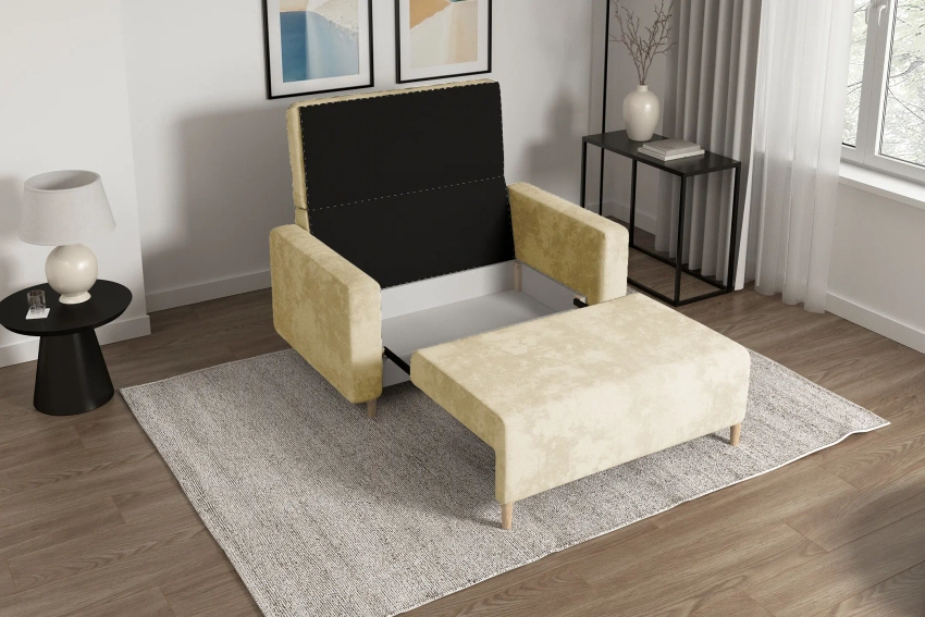 Sofa rozkładana amerykanka 2-osobowa welurowa beżowa Luna 2 Monolith