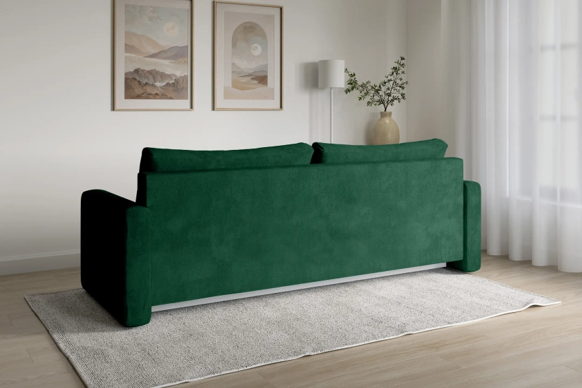 Kanapa sofa z funkcją spania welurowa Bergamo butelkowa zieleń Monolith