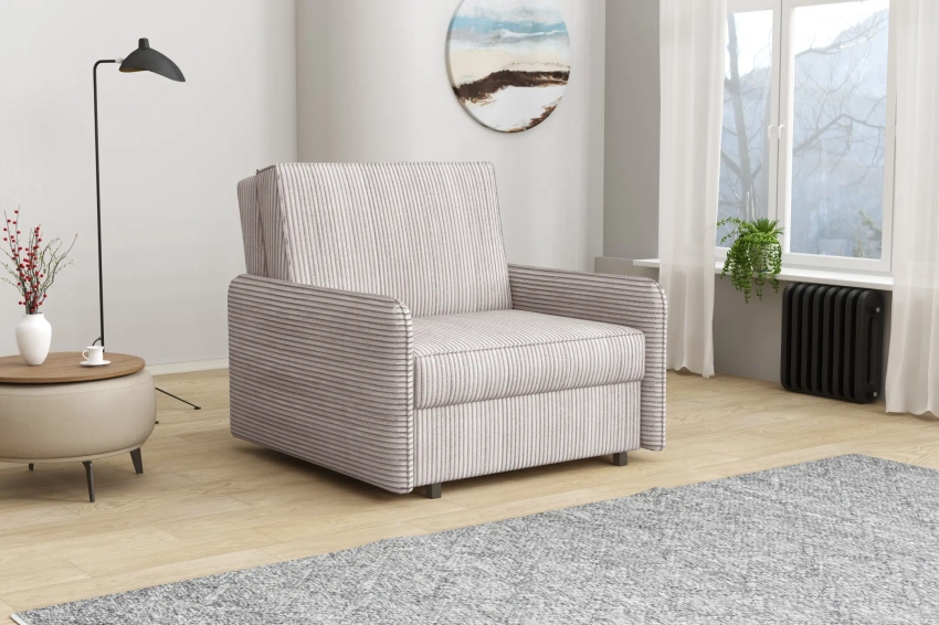 Amerykanka Alex 1 jednoosobowa sofa z funkcją spania w tkaninie welurowej Poso