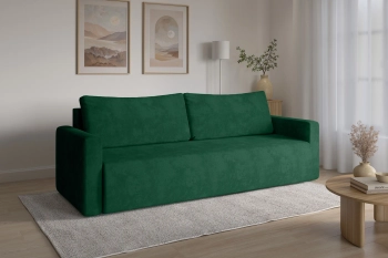 Kanapa sofa z funkcją spania welurowa Bergamo butelkowa zieleń Monolith