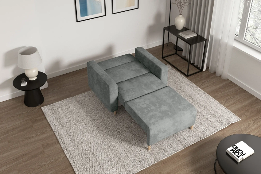 Sofa amerykanka 1-osobowa szara rozkładana do spania Luna 1 Monolith