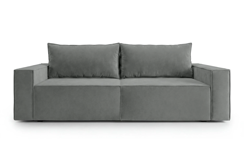 Szara sofa welurowa do salonu z funkcją spania premium Como Monolith