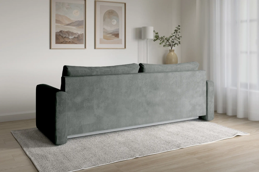 Szara rozkładana kanapa sofa do salonu welurowa Bergamo Monolith