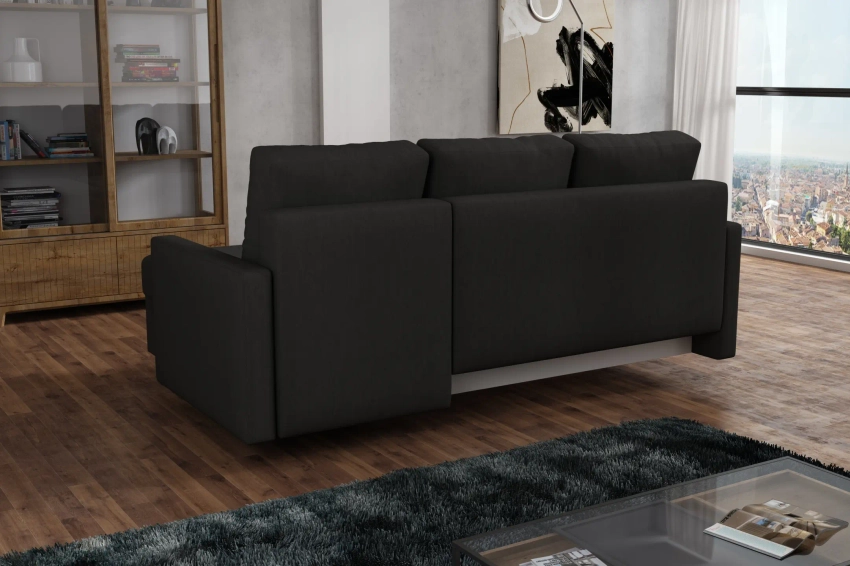 Narożnik Skandynawski sofa rozkładana z funkcją spania w delikatnej tkaninie welurowej