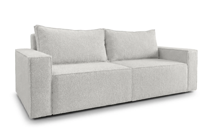 Sofa 3-osobowa szara biel do salonu z funkcją spania Como boucle Lambi