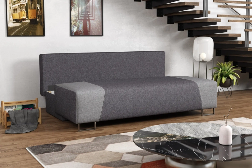Kanapa rozkładana z funkcją spania Verona w tkaninie boucle, sztruks, velvet i plecionka