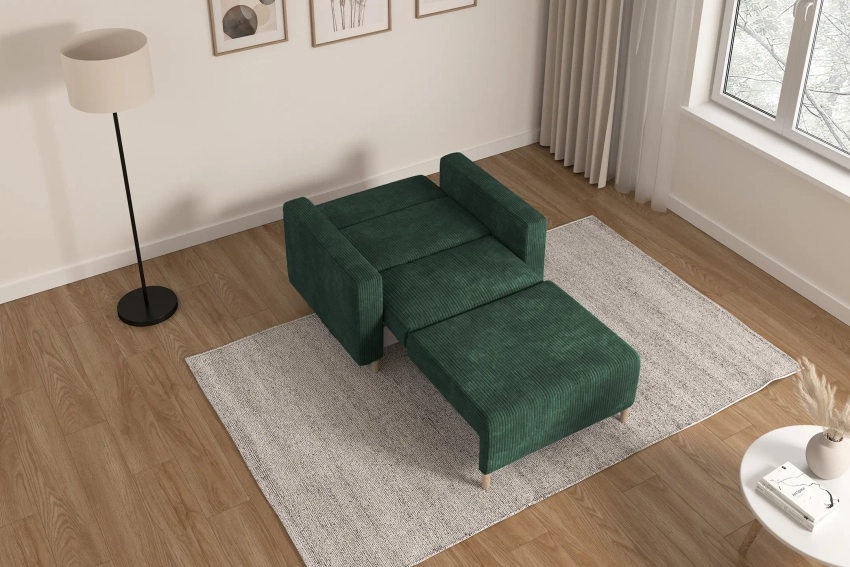 Zielona sofa amerykanka 1-osobowa rozkładana do spania Luna 1 Poso
