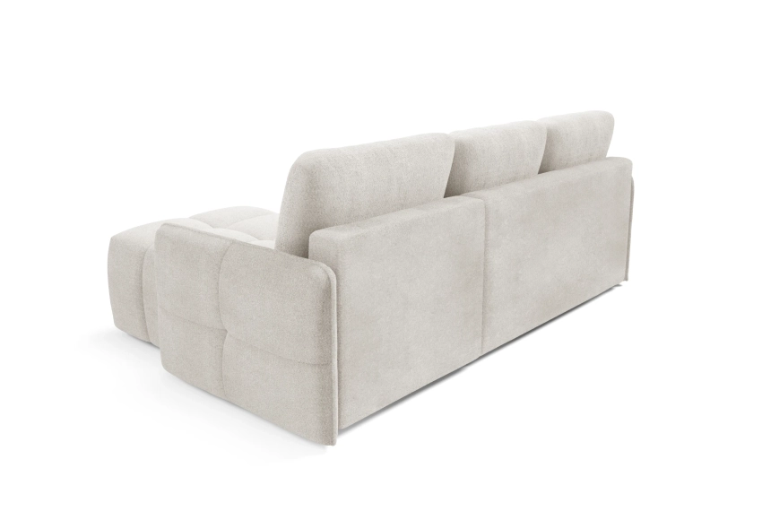 Narożnik bouclé Cloud z funkcją spania w szarej bieli boucle Lambi 09