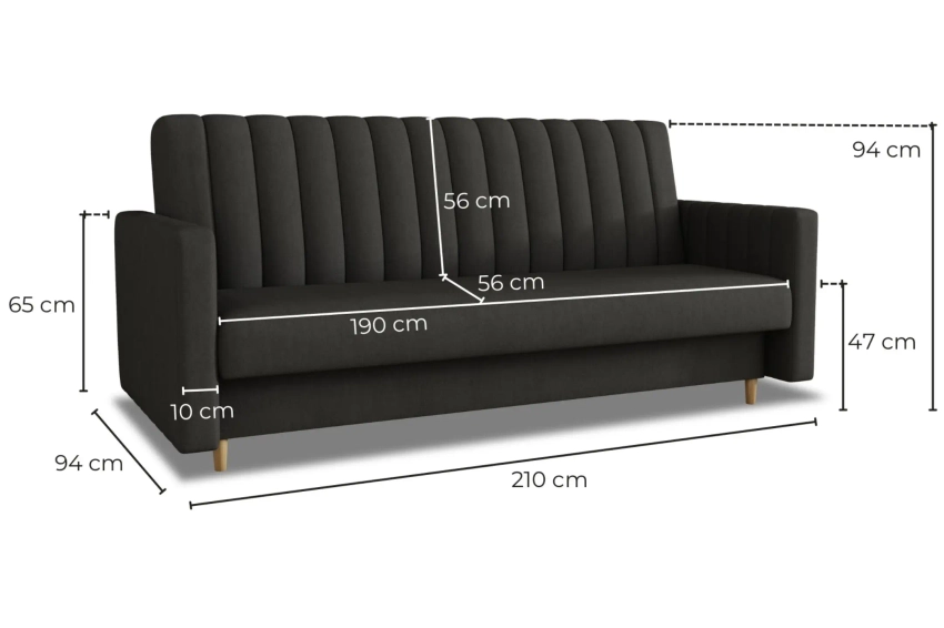 Wersalka Gabi trzyosobowa sofa z funkcją spania w delikatnej tkaninie welurowej