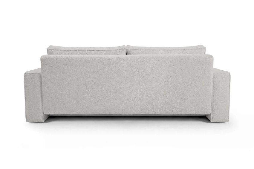 Sofa 3-osobowa szara biel do salonu z funkcją spania Como boucle Lambi