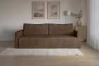 Brązowa rozkładana kanapa sofa do salonu Bergamo welur Monolith