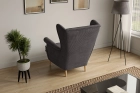 Szary fotel uszak tapicerowany Guziki Poso