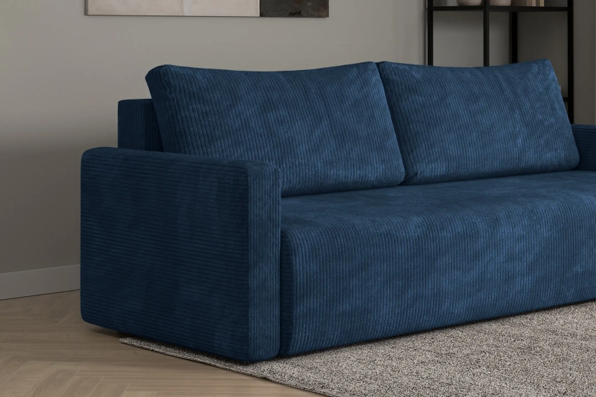 Granatowa rozkładana kanapa sofa do salonu Bergamo sztruks Poso