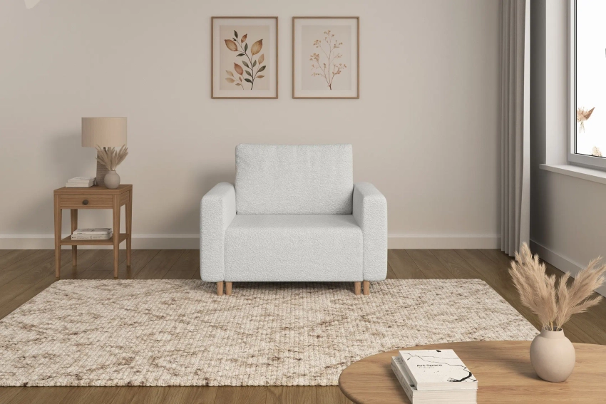 Amerykanka 1-osobowa szara biel sofa rozkładana z pojemnikiem Luna 1 Lambi