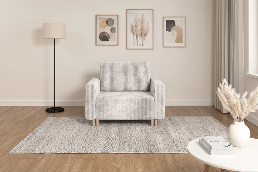 Sofa amerykanka 1-osobowa kremowa z funkcją spania Luna 1 Poso