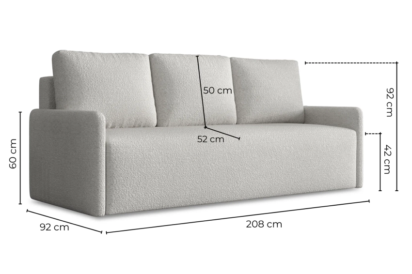 Kanapa Flavio z funkcją spania w tkaninie boucle Lambi, welurze i sztruksie